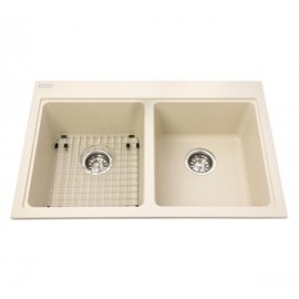 Kindred KGDL2031 Granite drop-in double sink 1 hole includes grid