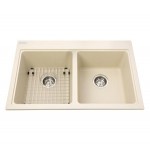 Kindred KGDL2031 Granite drop-in double sink 1 hole includes grid