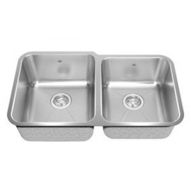 Kindred KSCM3RUA Two bowl combination sink small bowl right 18 gauge crease bowl bottoms