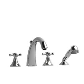 Riobel FI12 4-piece deck-mount tub filler with hand shower