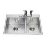 Kindred QCLF2027R 20 gauge hand fabricated dual mount two bowl ledgeback sink small bowl right