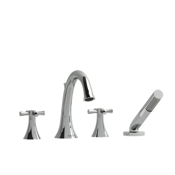 Riobel Edge ED12 4-piece deck-mount tub filler with hand shower