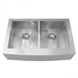 Kindred QDFS31B 20 gauge hand fabricated apron front double bowl sink