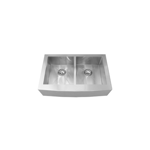 Kindred QDFS31B 20 gauge hand fabricated apron front double bowl sink