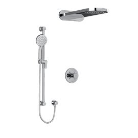 Riobel Edge KIT2745EDTM Type TP thermostaticpressure balance 0.5 coaxial 3-way system with hand shower rail and rain and cascade