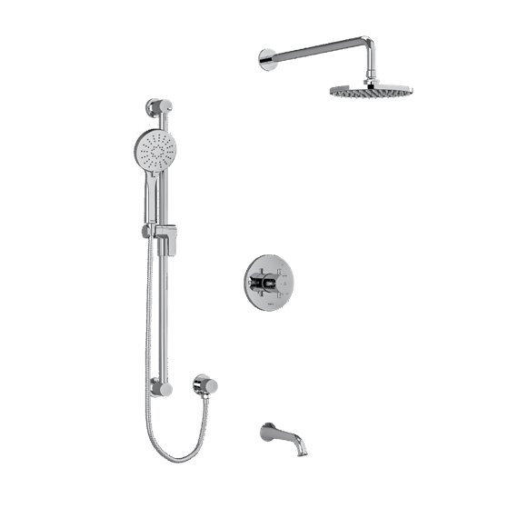 Riobel Edge KIT1345EDTM Type TP thermostaticpressure balance 0.5 coaxial 3-way system with hand shower rail shower head and spou