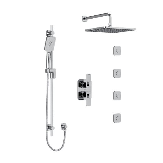 Riobel Equinox KIT483EQ Type TP thermostaticpressure balance 0.75 double coaxial system with hand shower rail 4 body jets and sh