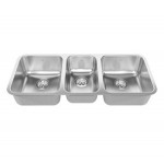 Kindred QTU1842 Triple bowl undermount 20 gauge small center bowl