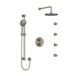 Riobel Georgian KIT446GN Type TP thermostaticpressure balance double coaxial system with hand shower rail 4 body jets and shower