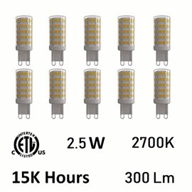 CWI 2.5 Watt G9 LED Bulb 3000K (Set of 10)