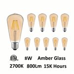 CWI ST19 Warm White 2700K LED 8W Light Bulb (Set of 10)