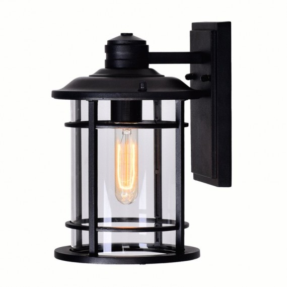 CWI Belmont 1 Light Outdoor Black Wall Lantern