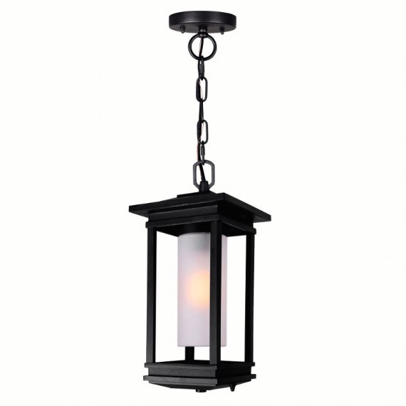 CWI Granville 1 Light Black Outdoor Hanging Light