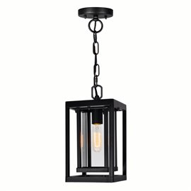 CWI Mulvane 1 Light Black Outdoor Hanging Light