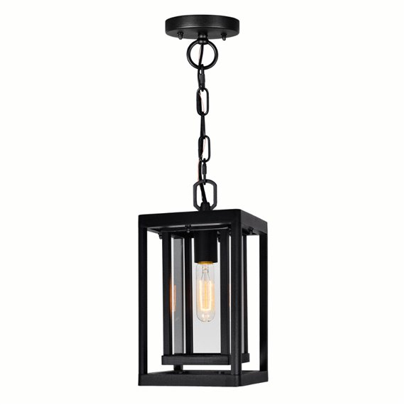 CWI Mulvane 1 Light Black Outdoor Hanging Light