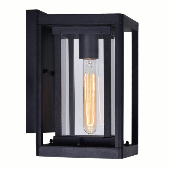 CWI Mulvane 1 Light Black Outdoor Wall Light