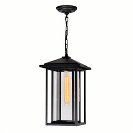 CWI Crawford 1 Light Black Outdoor Hanging Light