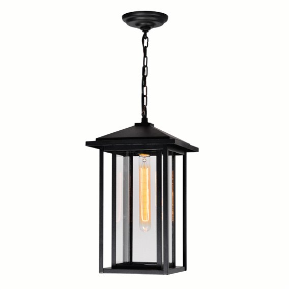 CWI Crawford 1 Light Black Outdoor Hanging Light