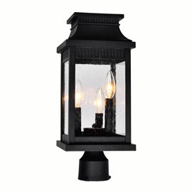 CWI Milford 3 Light Outdoor Black Lantern Head