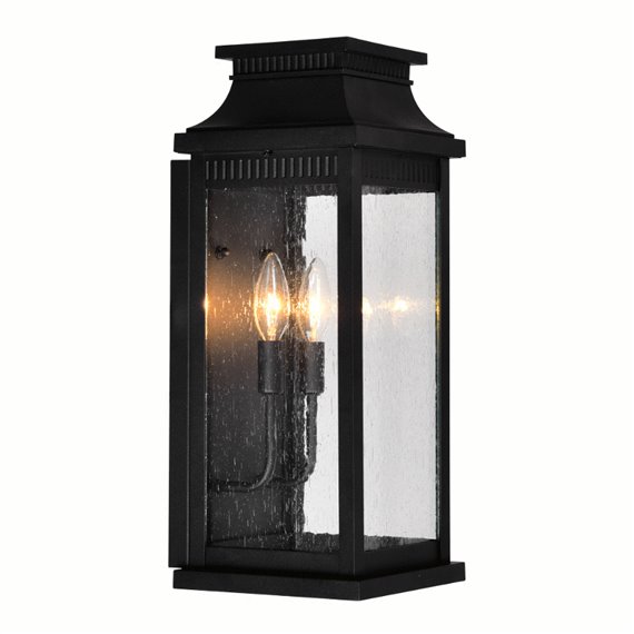 CWI Milford 2 Light Outdoor Black Wall Lantern