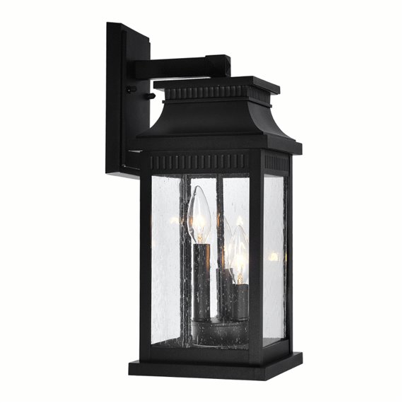 CWI Milford 3 Light Outdoor Black Wall Lantern