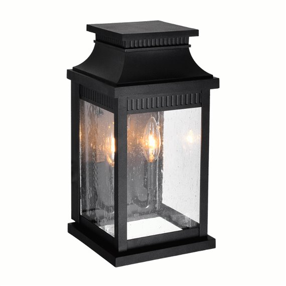 CWI Milford 2 Light Outdoor Black Wall Lantern