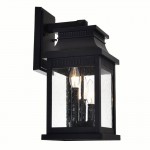 CWI Milford 3 Light Outdoor Black Wall Lantern