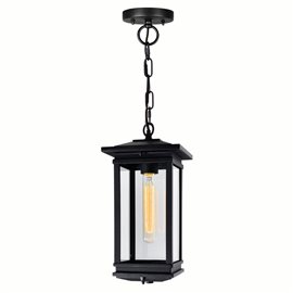 CWI Oakwood 1 Light Outdoor Black Pendant