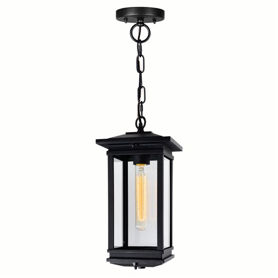 CWI Oakwood 1 Light Outdoor Black Pendant