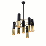 CWI Anem 7 Light Down Chandelier With Matte Black & Satin Gold Finish