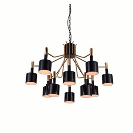 CWI Corna 12 Light Down Chandelier With Matte Black & Satin Gold Finish