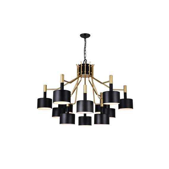 CWI Corna 12 Light Down Chandelier With Matte Black & Satin Gold Finish