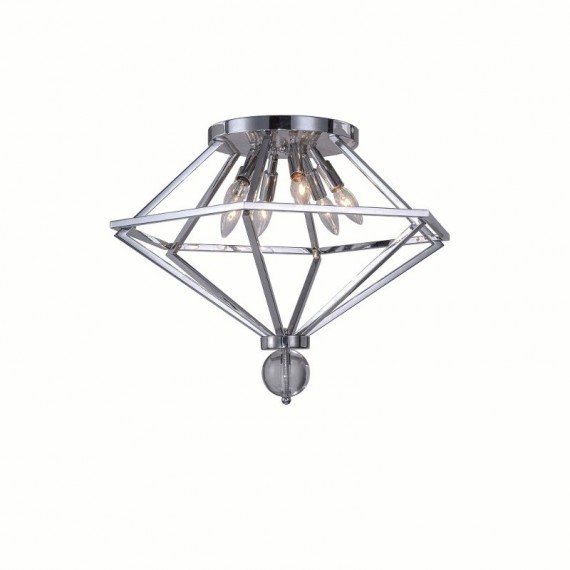 CWI Calista 6 Light Flush Mount With Chrome Finish