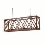CWI Marini 8 Light Chandelier With Wood Grain Brown Finish