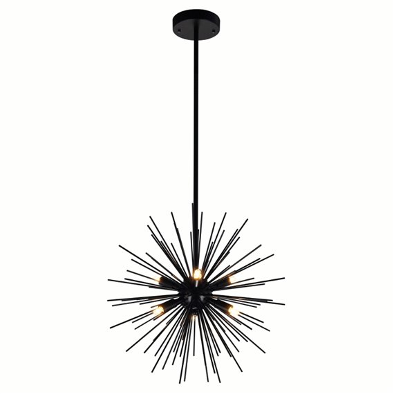 CWI Savannah 6 Light Chandelier With Black Finish