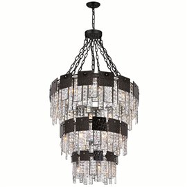 CWI Glacier 24 Light Down Chandelier With Polished Nickel Finish