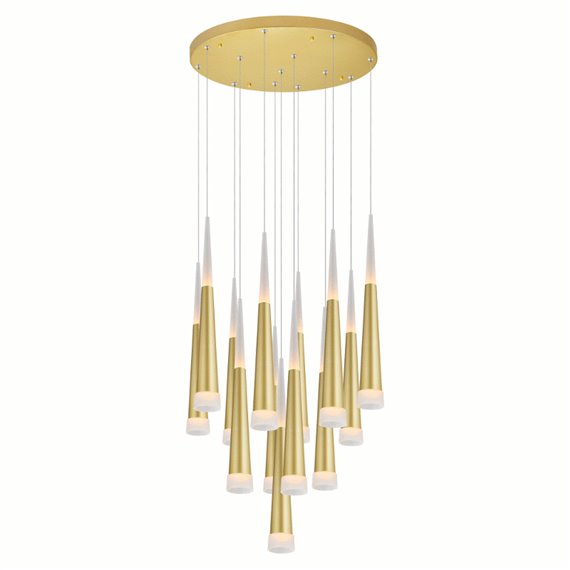 CWI Andes LED Multi Light Pendant With Satin Gold Finish