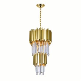 CWI Deco 4 Light Down Mini Chandelier With Medallion Gold Finish