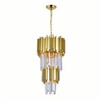 CWI Deco 4 Light Down Mini Chandelier With Medallion Gold Finish