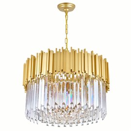 CWI Deco 7 Light Down Chandelier With Medallion Gold Finish