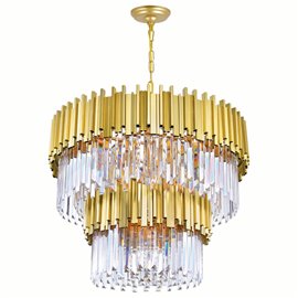 CWI Deco 12 Light Down Chandelier With Medallion Gold Finish