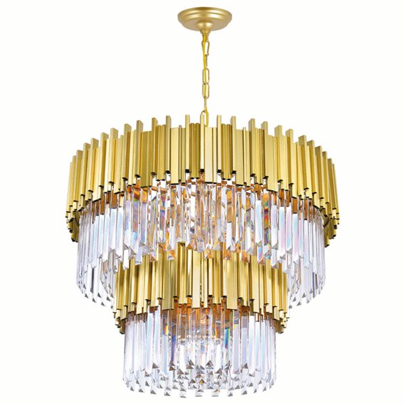 CWI Deco 12 Light Down Chandelier With Medallion Gold Finish