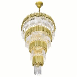 CWI Deco 34 Light Down Chandelier With Medallion Gold Finish