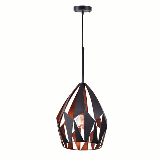 CWI Oxide 1 Light Down Pendant With Black+Copper Finish