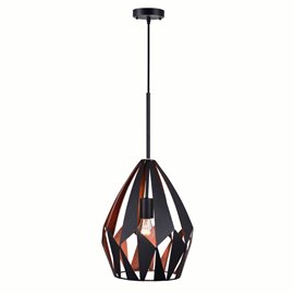 CWI Oxide 1 Light Down Pendant With Black+Copper Finish