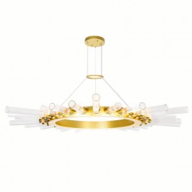 CWI Collar 28 Light Chandelier With Satin Gold Finish