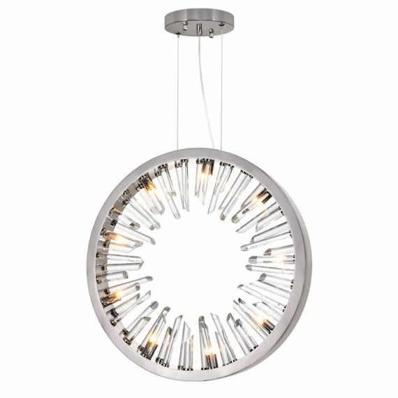 CWI Spiked 9 Light Chandelier With Polished Nickle Finish