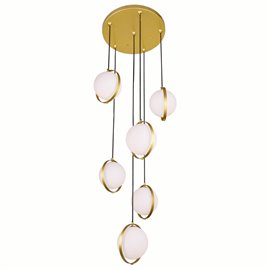 CWI Da Vinci 6 Light Multi Light Pendant With Brass Finish