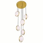 CWI Da Vinci 6 Light Multi Light Pendant With Brass Finish