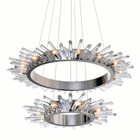 CWI Thorns 23 Light Chandelier With Polished Nickle Finish